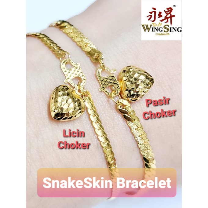 Shop Malaysia Wing Sing 916 Italy Snake Skin Bracelet Italian Snake Skin Hand Chain 916 Shopee Singapore