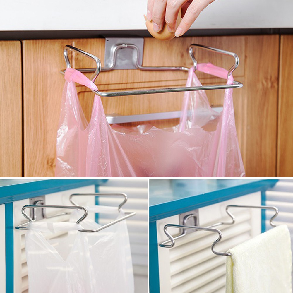 Kitchen Over The Cabinet Trash Bag Holder Doors Cupboards Garbage