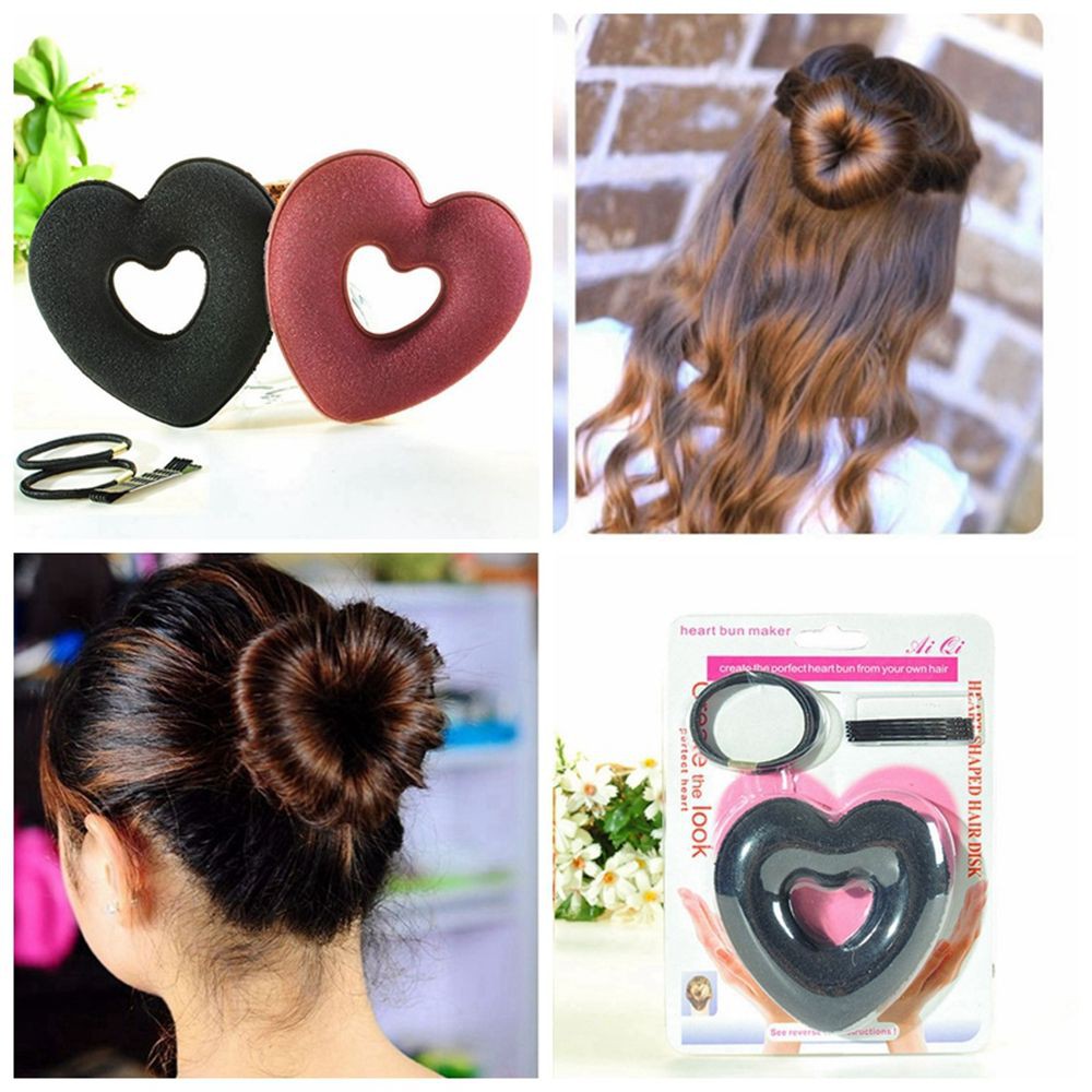 Heart Donut Shaped Sponget Foam Hair Updo Maker Bun Wraps Hair