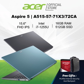 Acer Aspire 5 A515-57-71X3(Grey)/72CA(Blue) 15.6” FHD IPS Laptop with 12th Gen Intel i7-1255U Processor and 16GB RAM