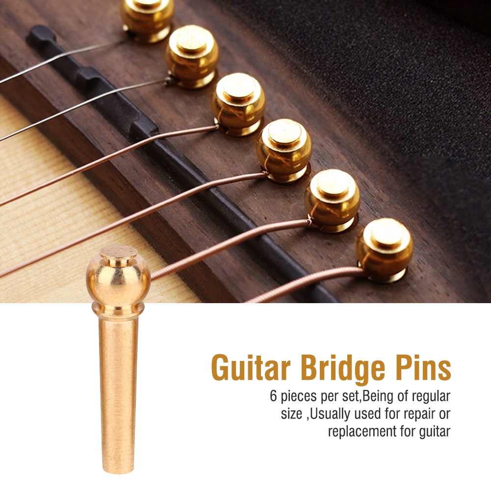 6Pcs/Set Durable Brass Guitar Bridge Pins Guitars Parts Shopee Singapore