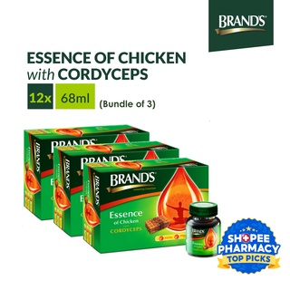 Image of BRAND'S® Essence of Chicken with Cordyceps | 3 Packs x 12 Bottles x 68ml | Promote overall well-being [Bundle of 3]