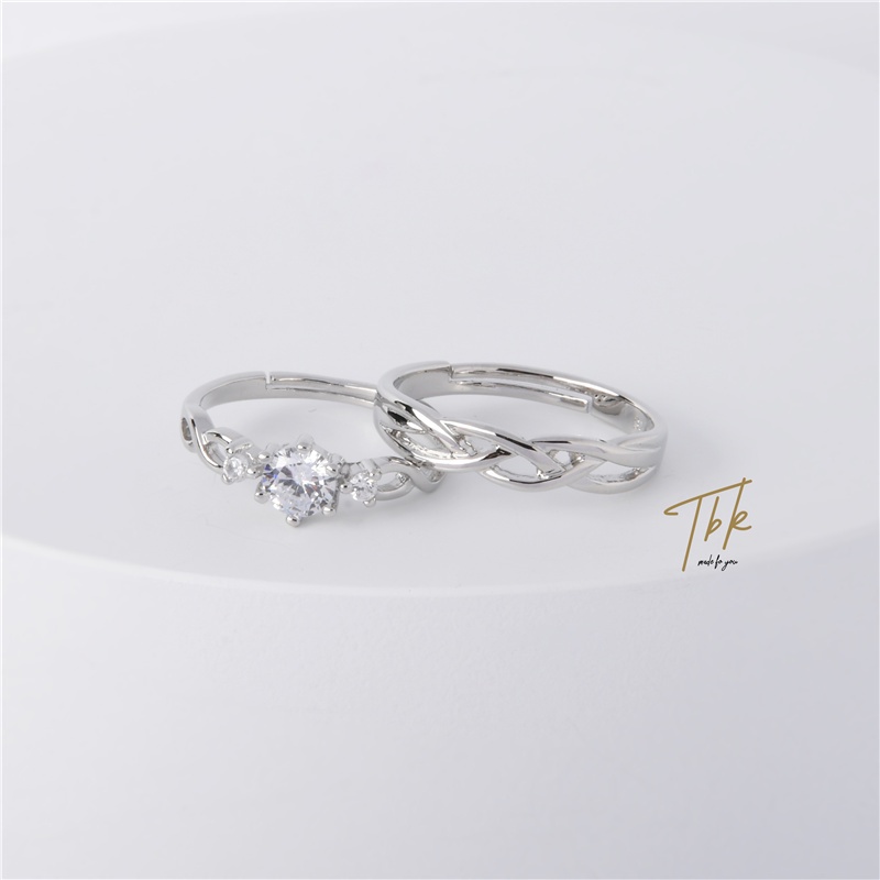 TBK 18K Platinum Plated Valentines Wedding Diamond Couple Ring 278R