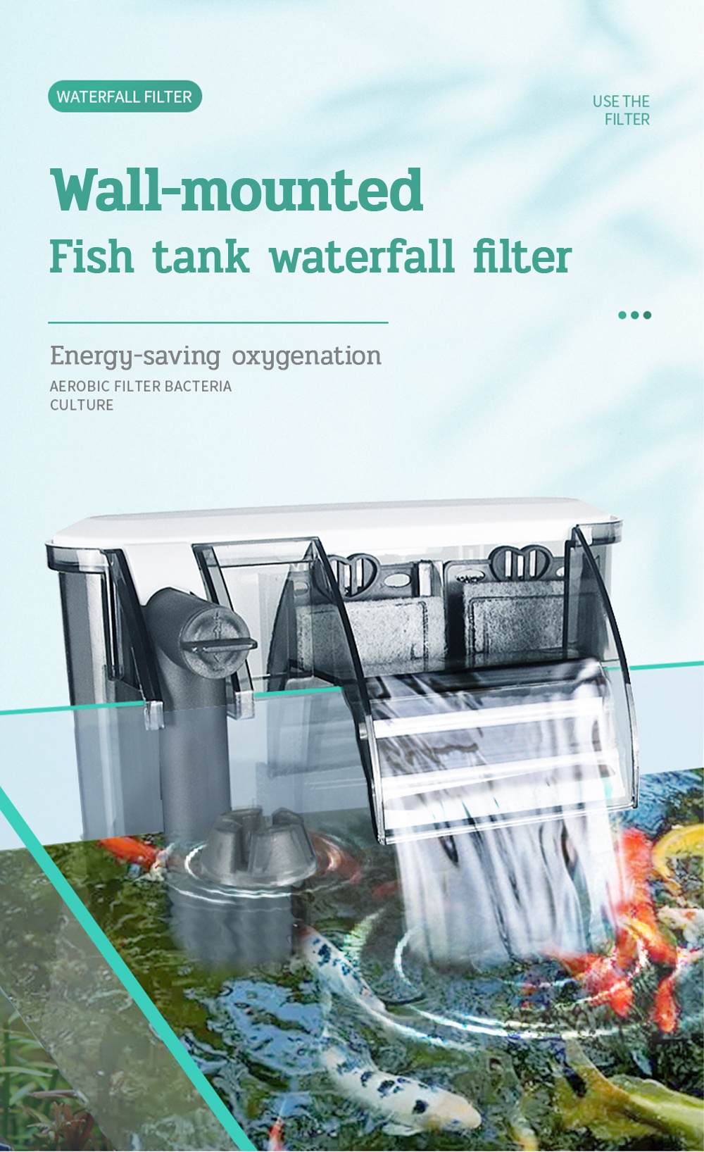 SG Fish Tank Filter, WallMounted Tank Filter, Waterfall ,Hanging ,Mini