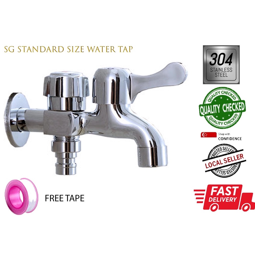 🔥[SG] Ready Stock 🔥Stainless Steel Double washing machine Faucet Two 2