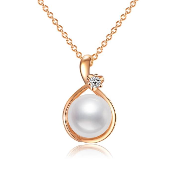 Lee Hwa Jewellery Reverie 14K Rose Gold Pendant with Pearl and Diamond ...