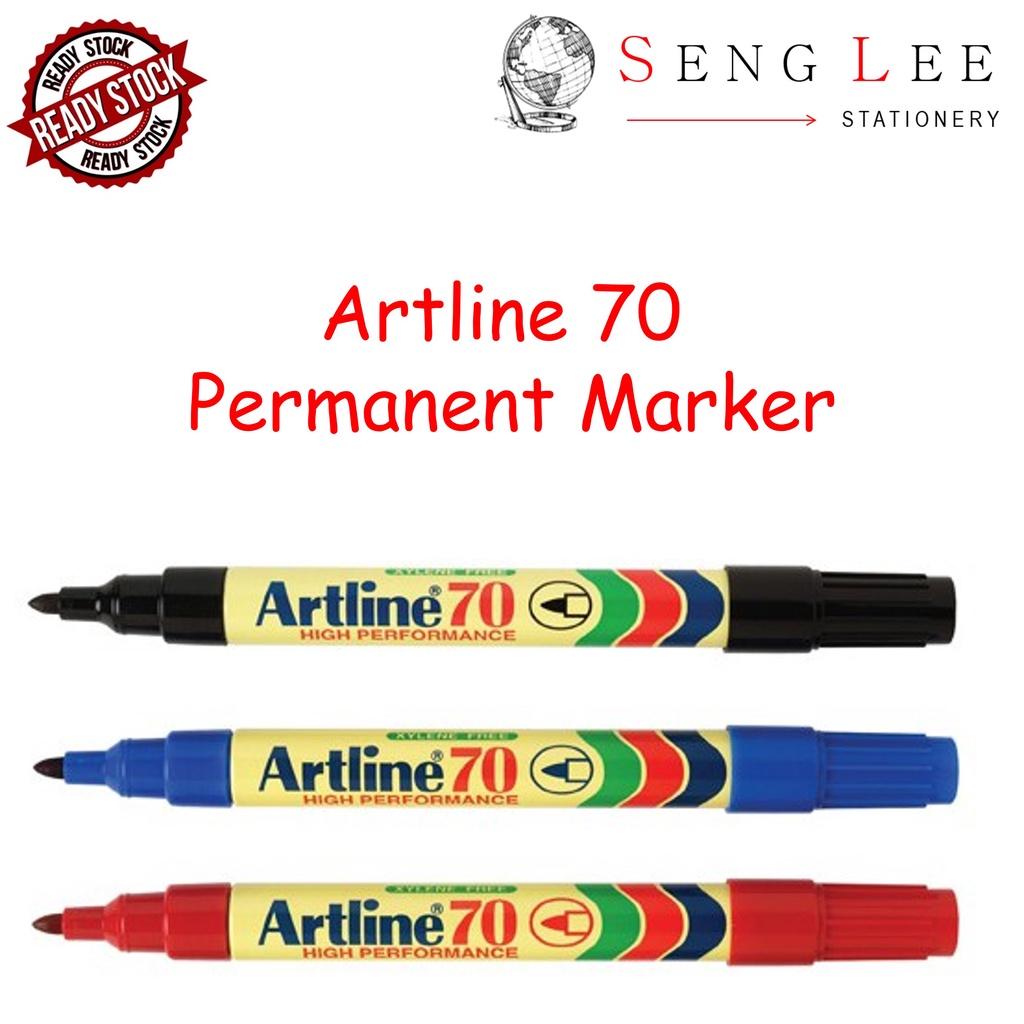 Artline 70 Permanent Marker 1 5mm Black Blue Red Shopee Singapore