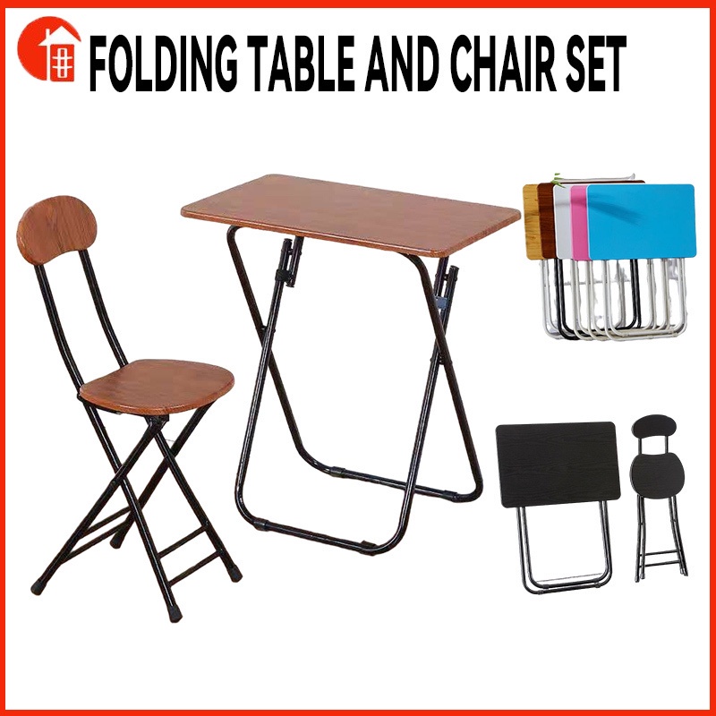 Folding Table Folding Chair Set Simple Wooden Dining Desk Home Office