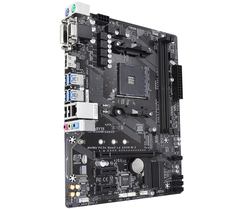 Gigabyte A320M S2H AM4 Motherboard Combo Deal AMD Ryzen 3 3200G / Ryzen 5 5600G / Ryzen 5 3600 / Ryzen 5 4500