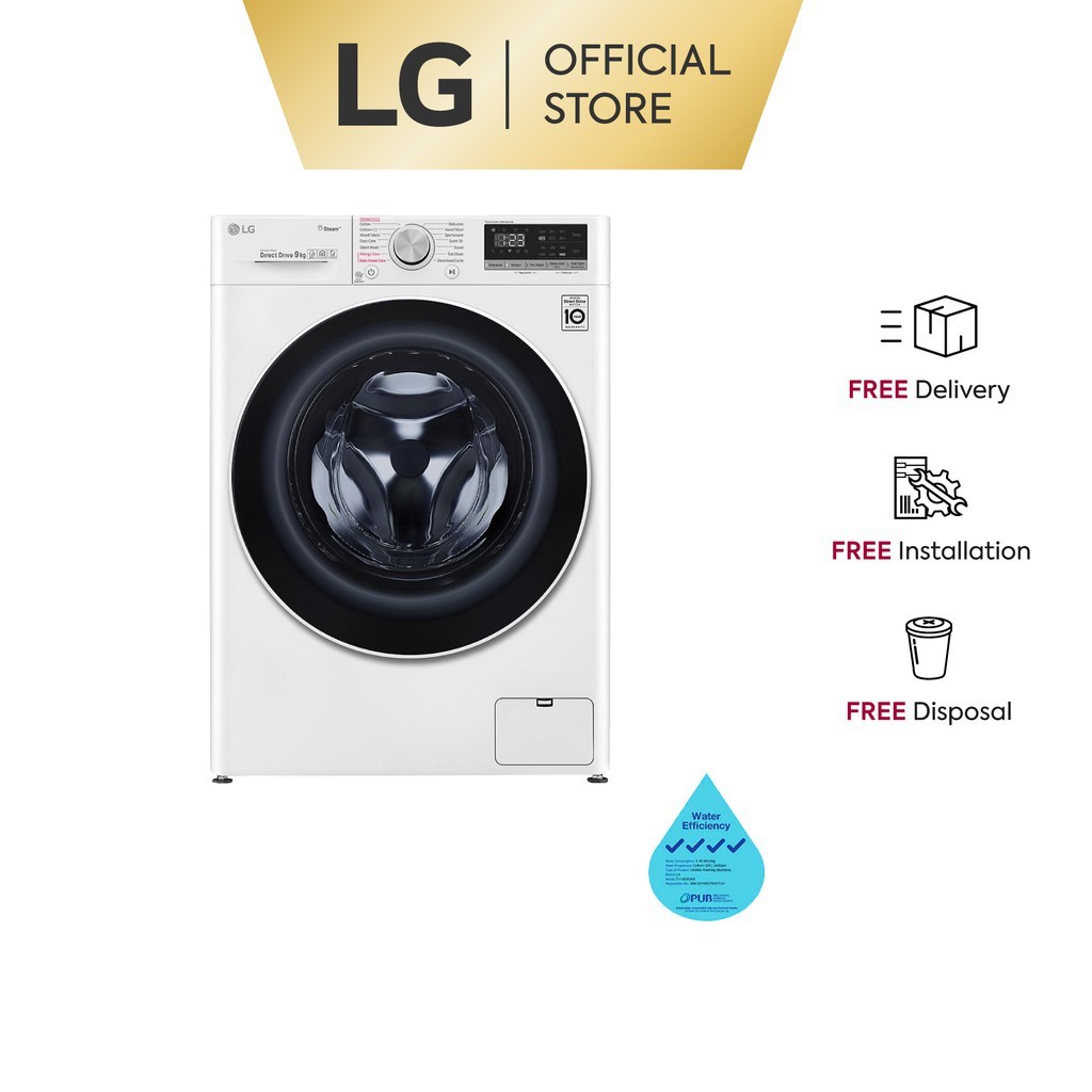 LG FV1409S4W 9KG AI Direct Drive Front Load Washing Machine + Free