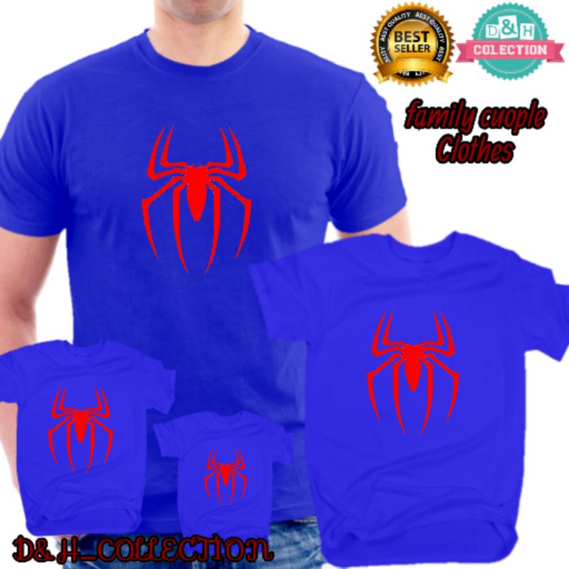 Superhero Spiderman Couple T-Shirt Family Motif Size S,M,L,XL - Kaos Family  | Shopee Singapore