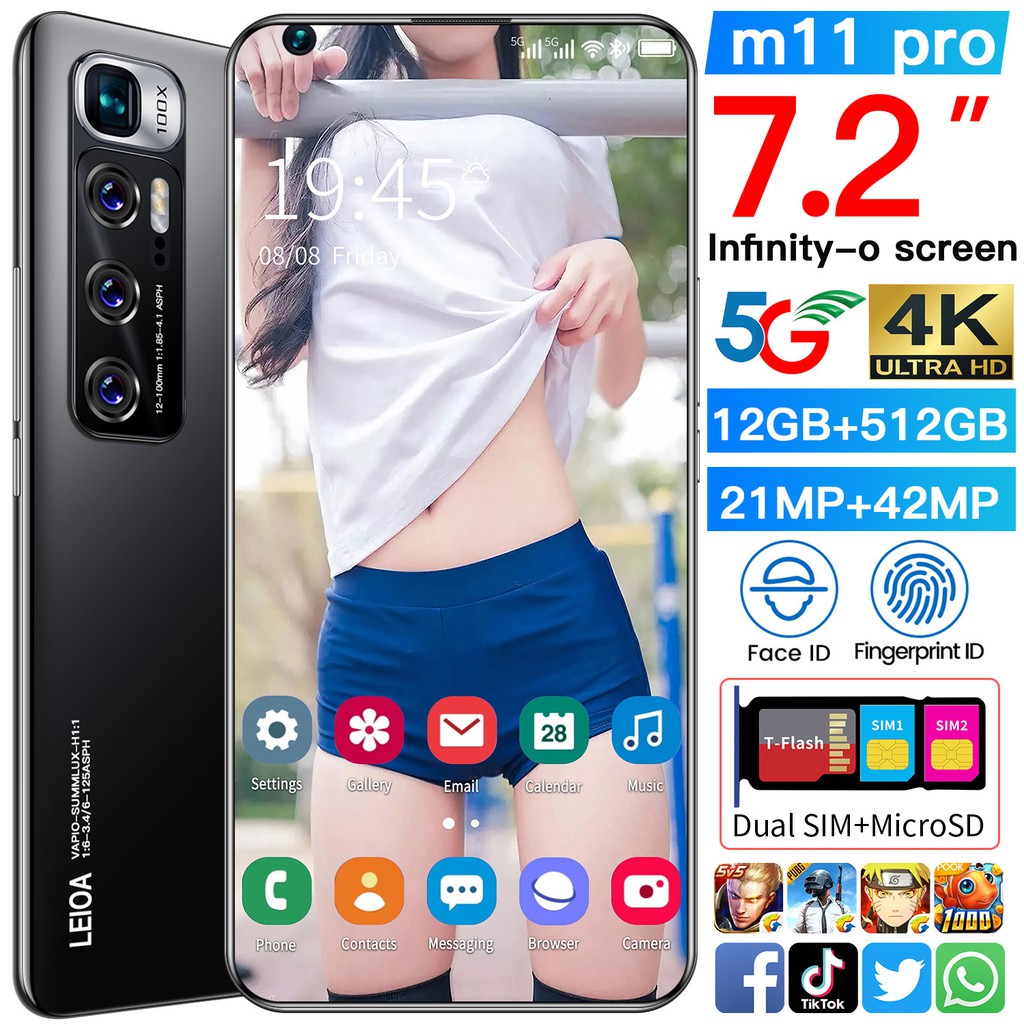 2020 Latest Phone M11 Pro Cellphone 7 2inch 12gb Ram 512gb Rom Android 8 0 Face Id Android Smart Phone Shopee Singapore