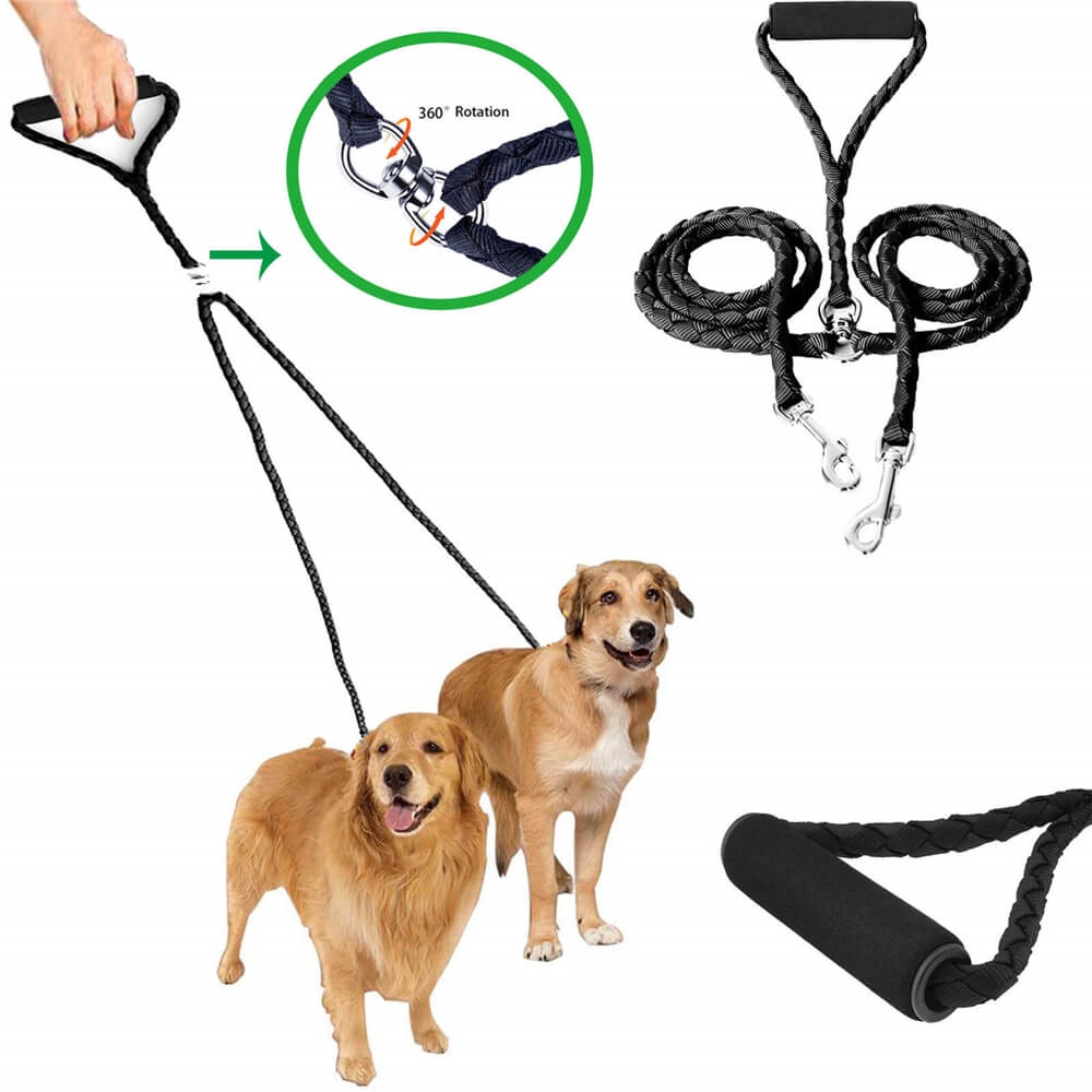 double leash for two dogs