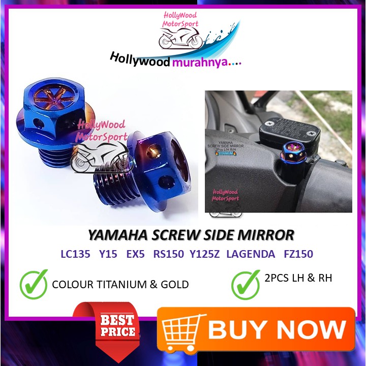 2 BIJI SKRU SIDE MIRROR SCREW TITANIUM LC135 Y15 EX5 RS150 Y125Z