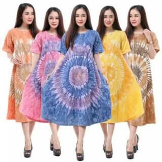  Daster  Kencana  Ungu  Batik  Abstract Motif Button Neck 