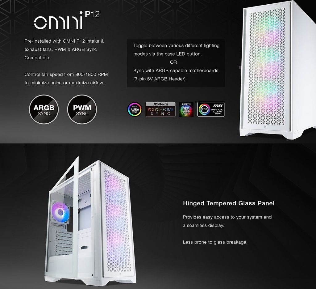 Dynacore Tecware Neo Tg Mid Tower Chassis X Omni P Argb Fans Hub