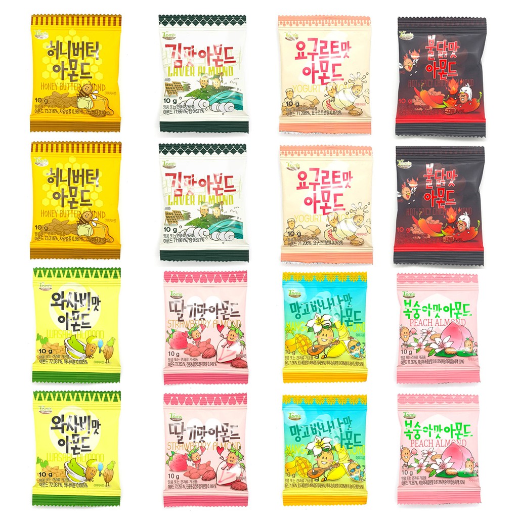 Gilim Tom's Farm Korean Flavored Almonds Sampler Snack 10g x 16 packs