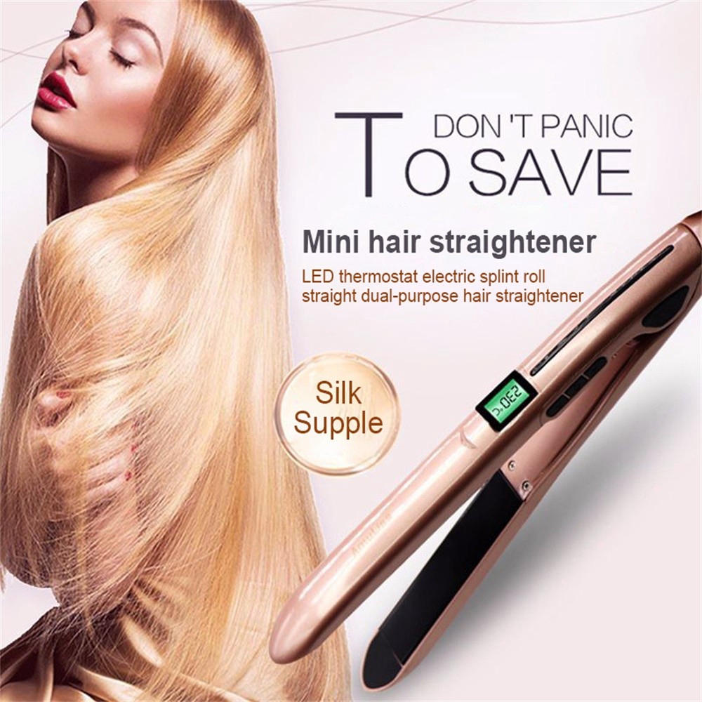 Flat Iron 2 In 1 Hair Straighter And Curler With Led Display For