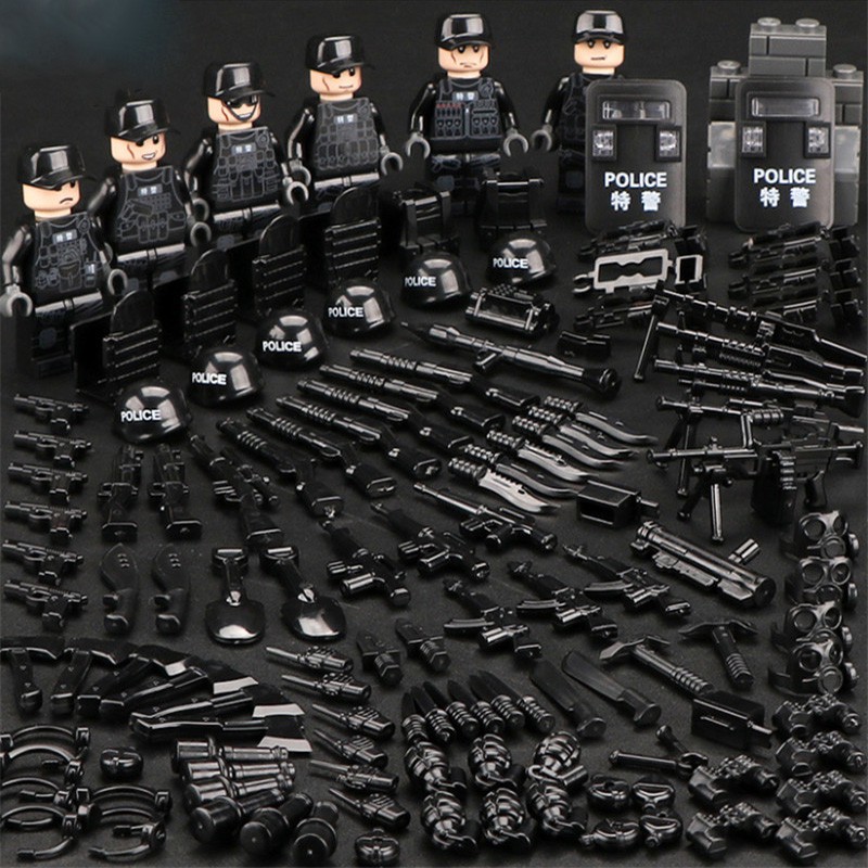SWAT 6pcs Police Mini Figures Lego Toys 