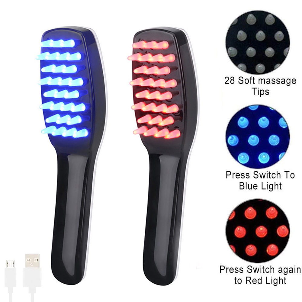 Electric Vibration Massage Hair Brush Blue and Red Light Hair Growth Massage  Comb Head Scalp Massage Hair Combs | Shopee Singapore