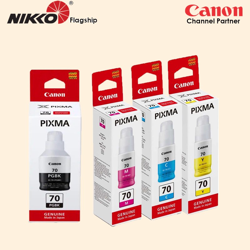 Canon GI70 GI 70 GI70 PGBlack Cyan Magenta Yellow Refill Ink Bottles