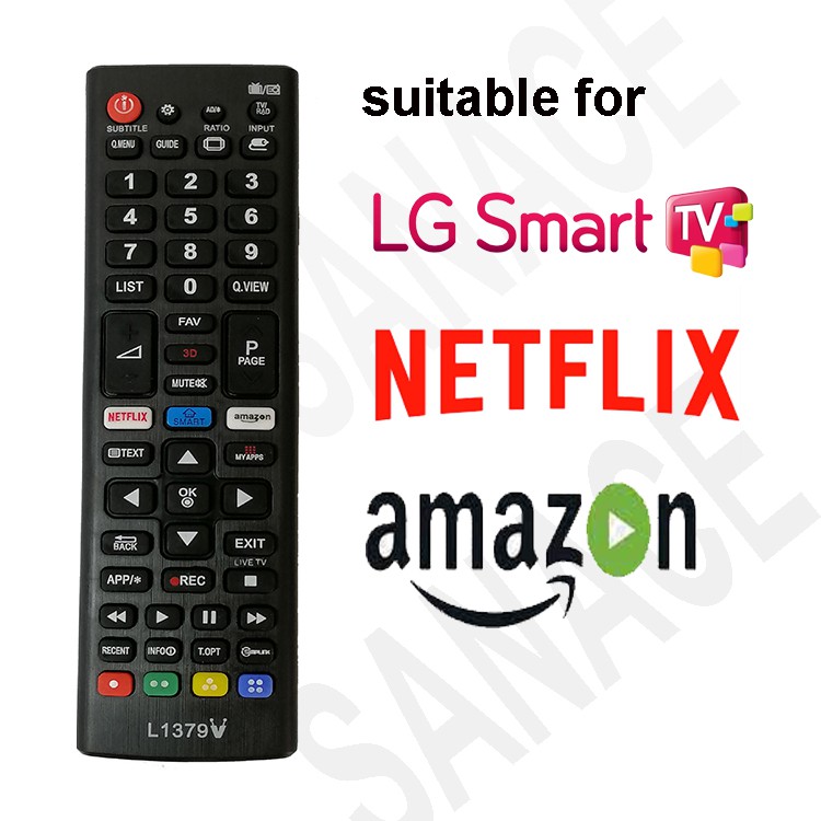 Remote control for LG smart TV with Netflix and Amazon buttons, no need