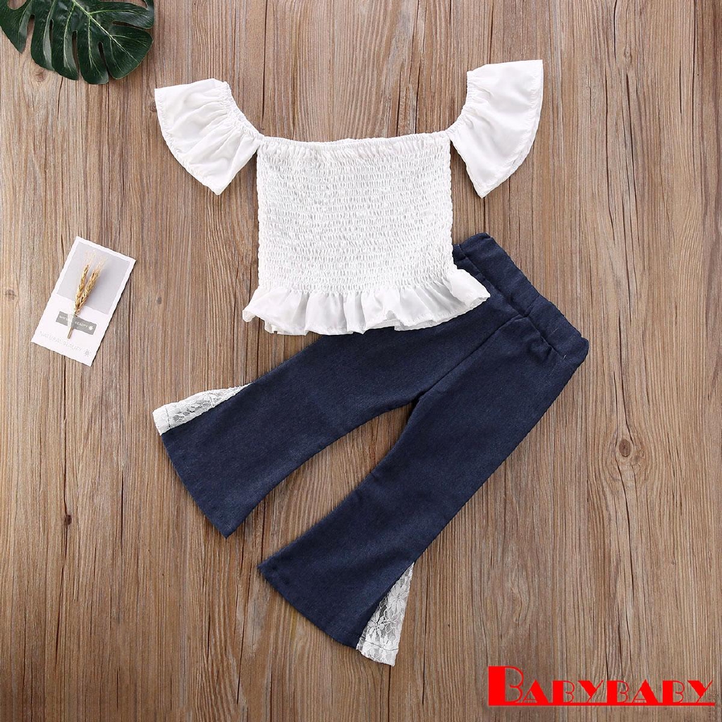 ruffle detail top and pleated trouser set