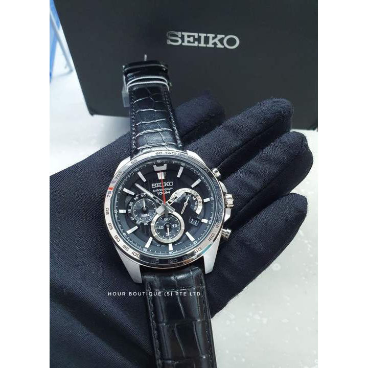 Brand New Seiko Black Dial Chronograph Mens Watch SSB305P1 | Shopee Singapore