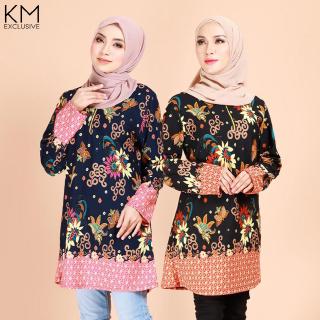 KM Muslimah S 5XL Plus Size Alaisyah Flora Batik  Front Zip  