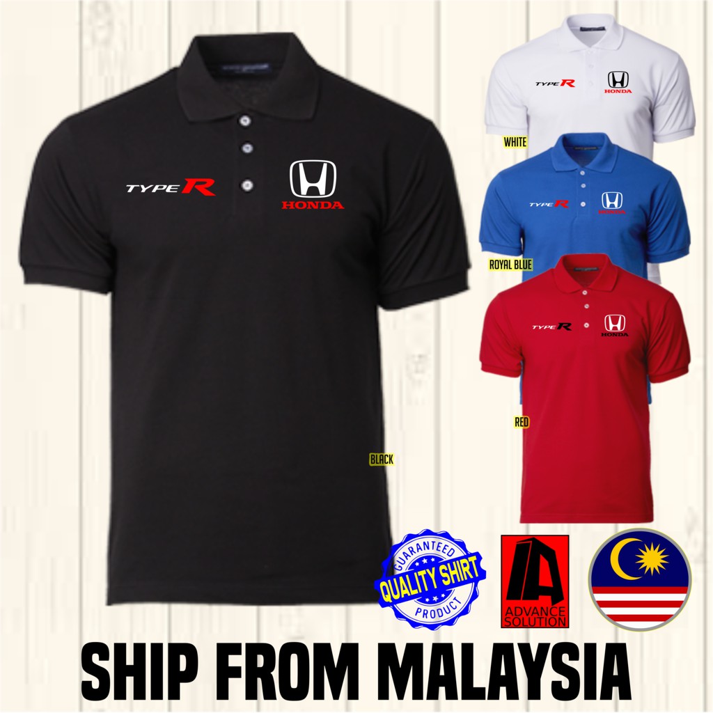 Type R Honda Logo Polo Collar T Shirt A Civic Accord Jazz Odyssey City Crv Brv Crz Mugen Baju Kolar Vtec Men Women Shopee Singapore