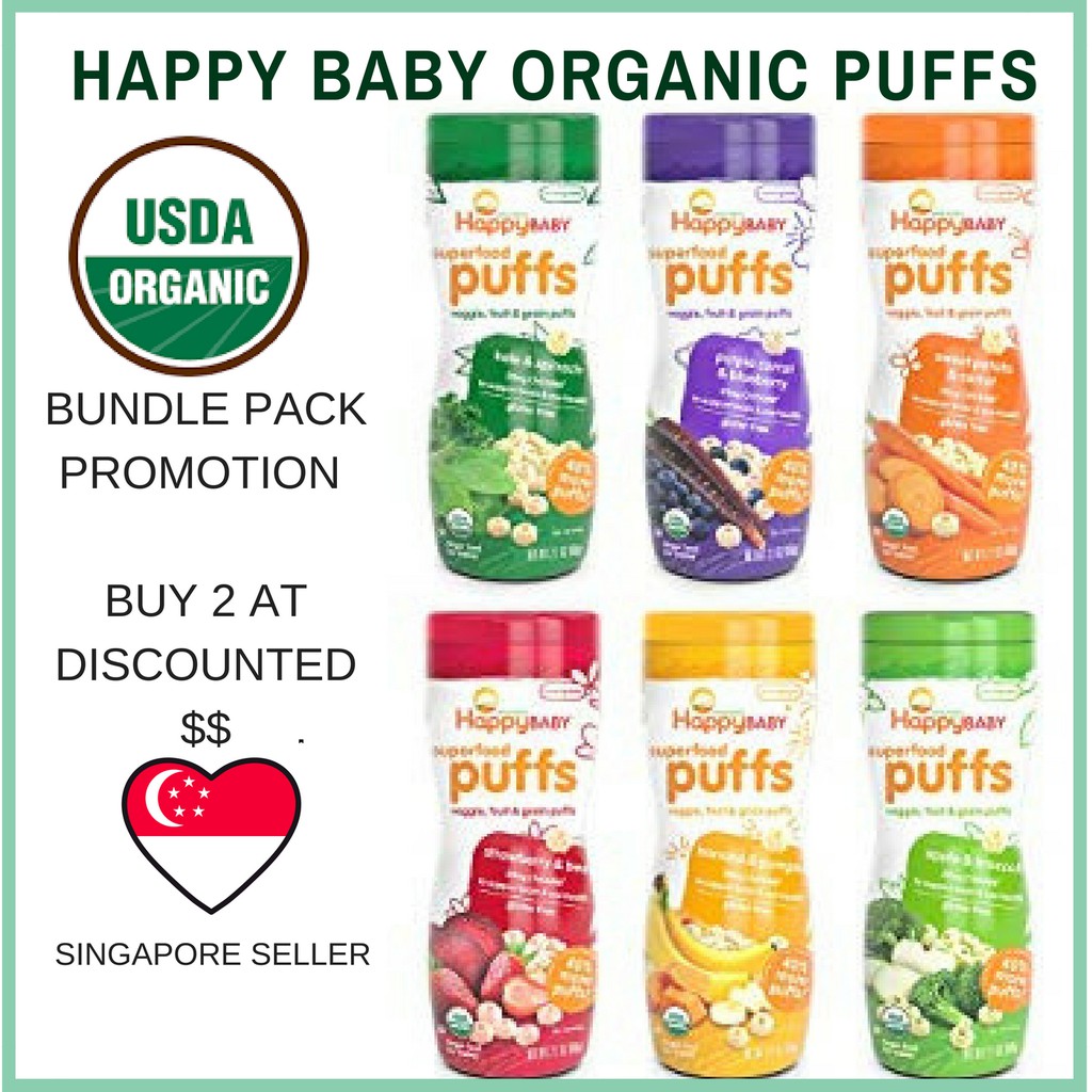 Nurture Inc Happy Baby Organics Superfood Puffs Combo Pack Sale 60 60 G Shopee Singapore