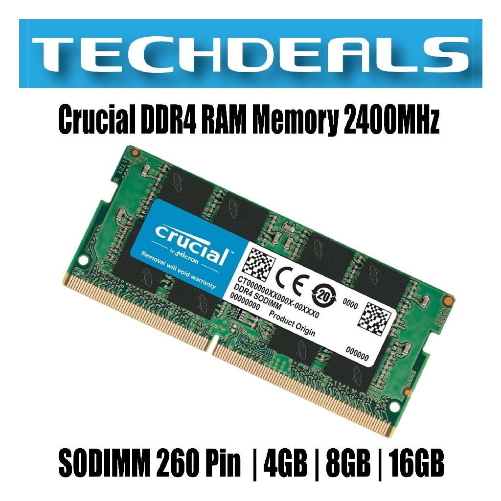 Crucial DDR4 RAM Memory 2400MHz SODIMM 260 Pin | 4G | 8GB | 16GB ...