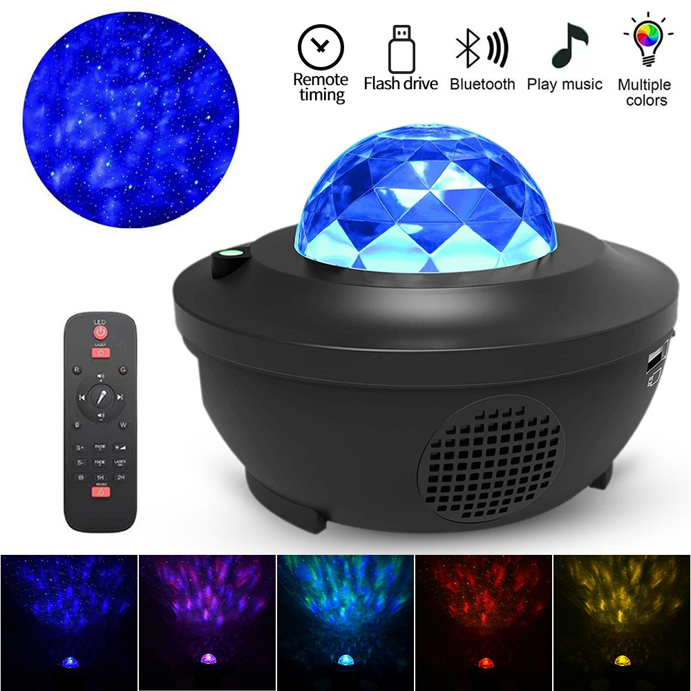 Star Projector Night Light 2 in 1 Starry Music Ocean Wave Projector