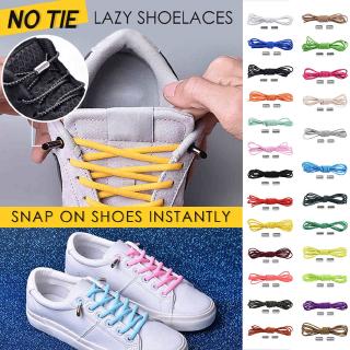 Image of Metal Lock NO TIE Shoelaces Stretched Lazy Round Elastic Shoestrings Color Shoelace Sports Shoes