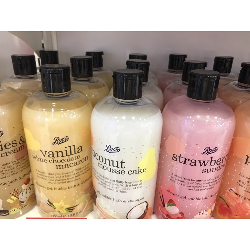 Boots Shower Gel Bubble Bath Shampoo Original 500ml Cookies Cream