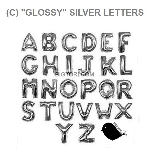 silver alphabet balloons