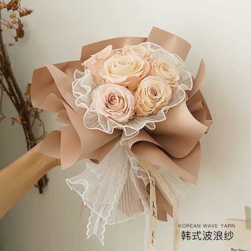 Korean Dot Mesh Flower Bouquet Paper Materials for Christmas