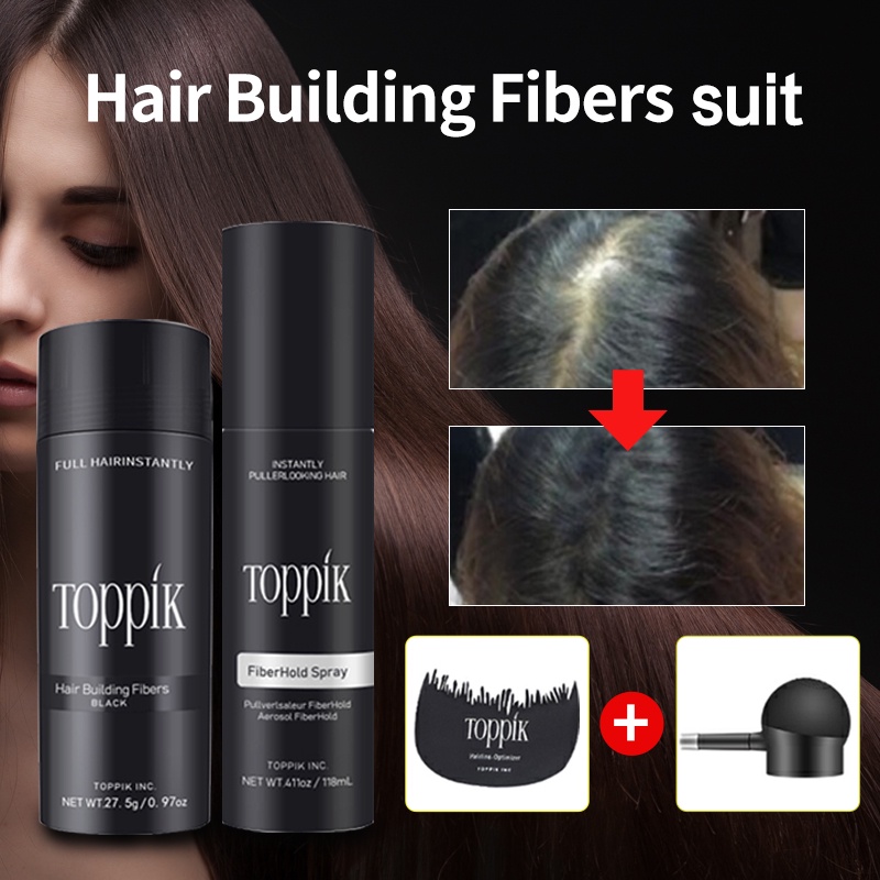 HITAM Toppik Hair Building Fiber  Original Caboki Dexe Keralux  Fibratin Thickening Spray-Black | Shopee Singapore