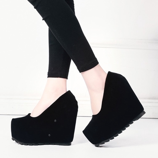black high wedge shoes