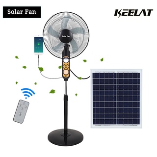 16 Inch Solar Fan Stand Outdoor Solar Fan Portable USB Rechargeable Strong Wind Quiet Oscillating Fan Kipas Berdiri