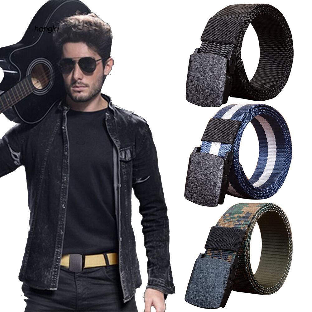 Fashion Adjustable Nylon Canvas Dress /& Jeans Waist Belt for Men Women Camouflage Color Hard Plastic Buckle