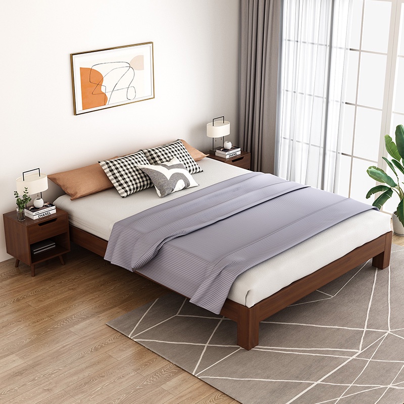 Tatami solid wood bed without headboard spacesaving bed simple floor