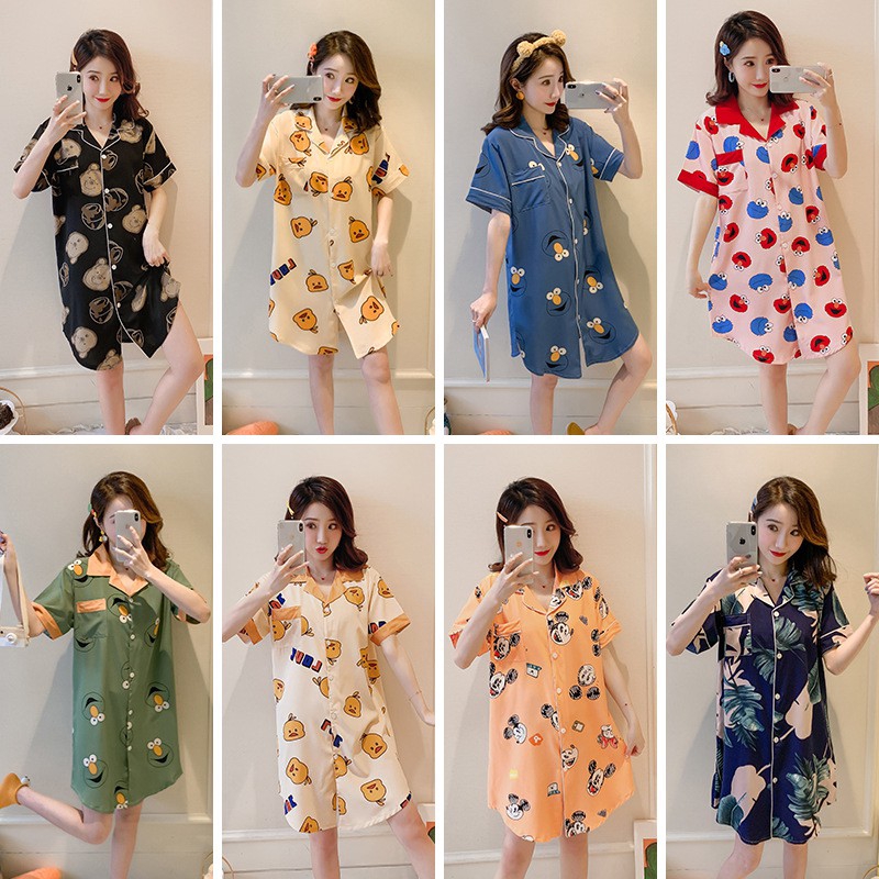 Women Sexy Silk Baju  Tidur  Sleepwear Satin Pyjamas  Night 
