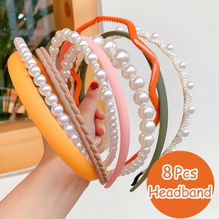 Image of thu nhỏ 8pcs/set Korean Women Girl Pearl Headband Hair Band Wash Face Headbands Fashion Hairdress Hair Accessories #1