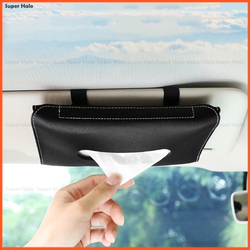 【Ready Stock】1 Pcs Car Tissue Box Towel Sets Car Sun Visor PU Leather Tissue Box Holder