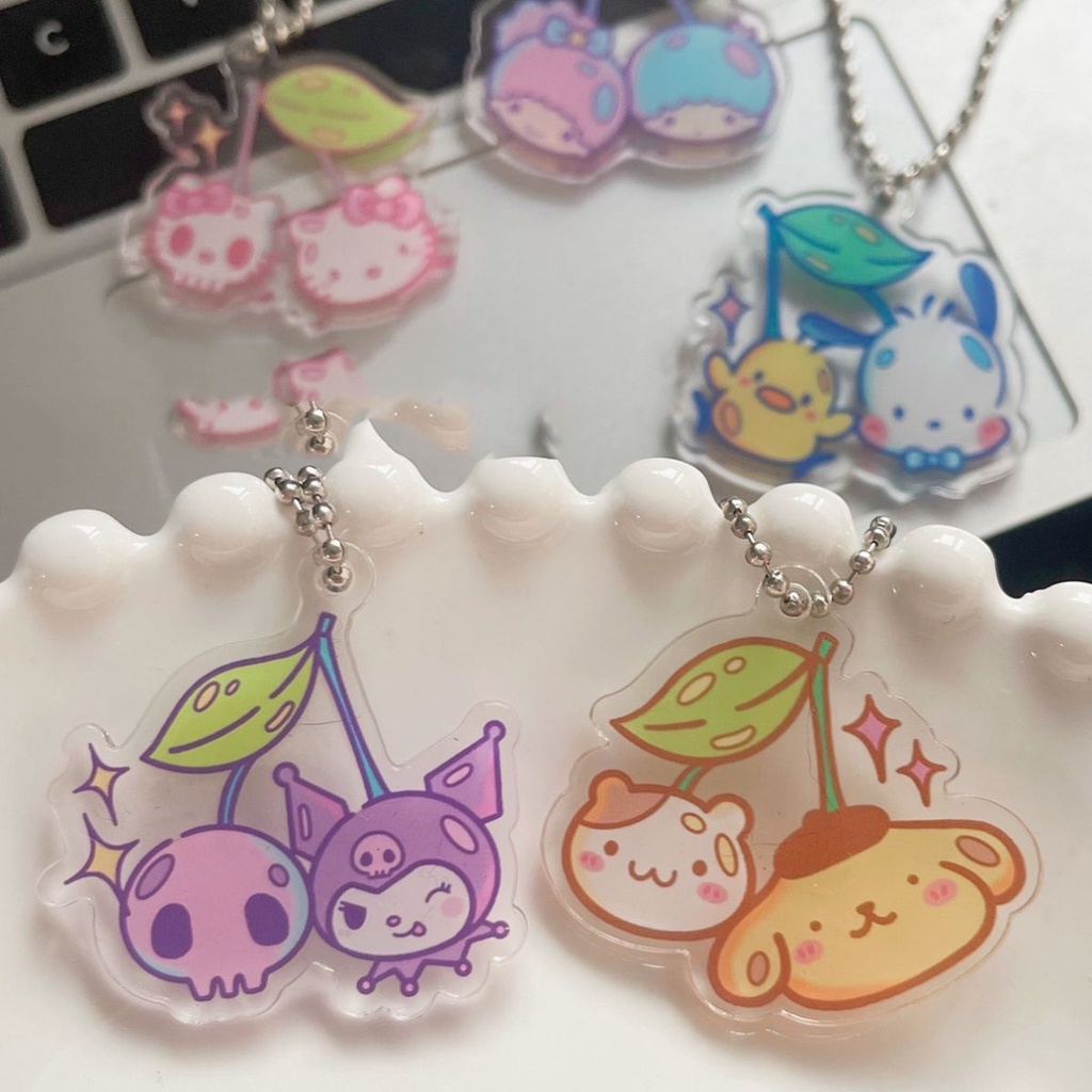 Fashion New Cherry Hellokitty Cat Harajuku Cartoon Kawaii Cute Keychain Girl Birthday Gift Couple Bag Small Pendant
