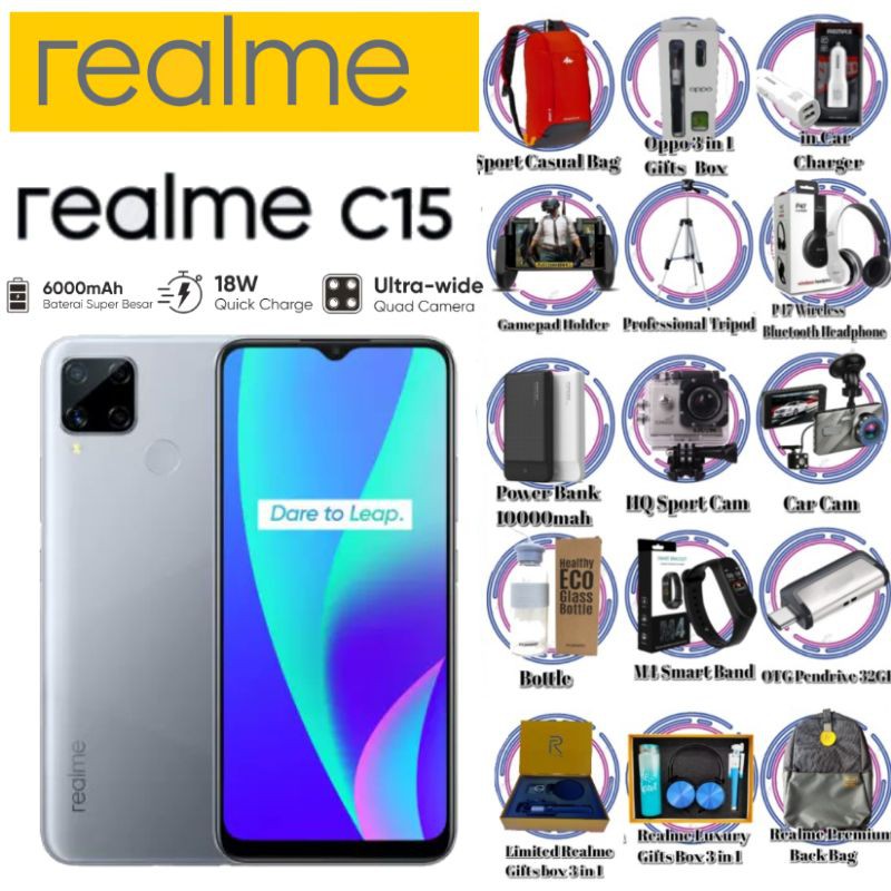 Realme C15 4gb 64gb 4gb 128gb 6000mah Big Battery 18w Quick Fast Charging Ultra Wide Quad Camera Singapore