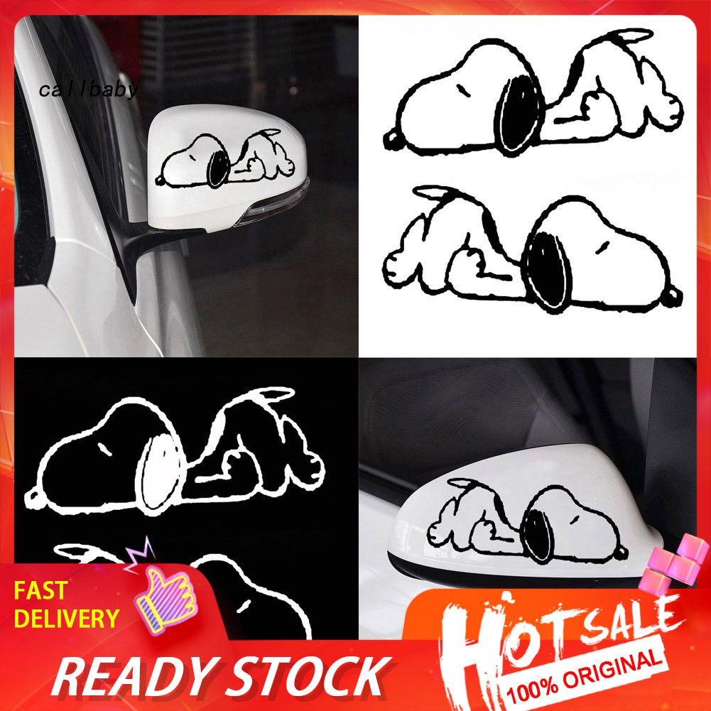 【Ready Stock】1 Pair Cute Snoopy Car Rearview Mirror Reflective Stickers