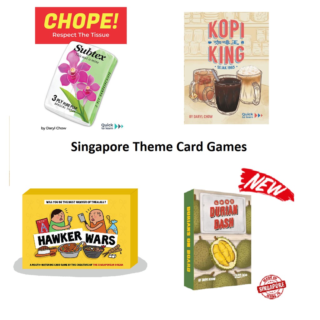 Family Card Game Kopi King + Chope + Hawker Wars + Durian Dash