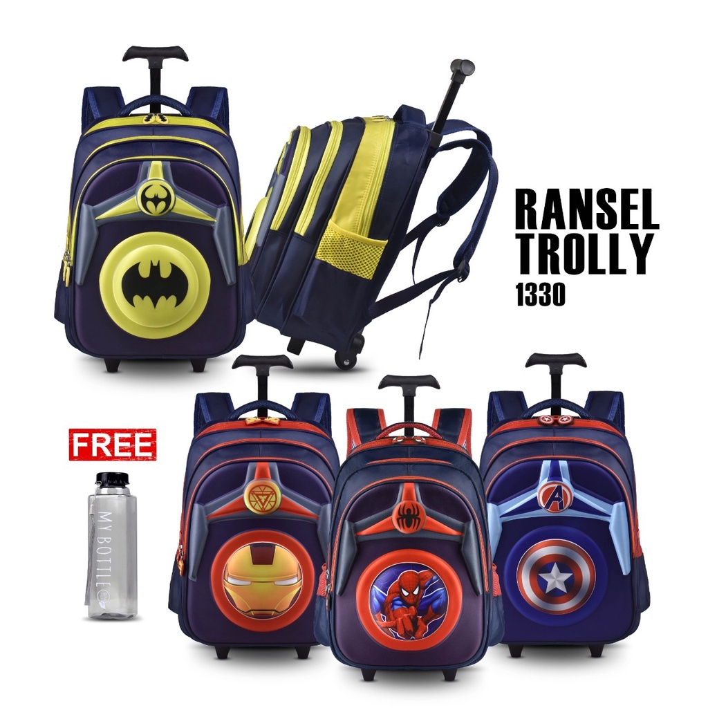 Spiderman Boys Wheeled Backpack School Backpack Kids Travel Trolley Suitcase Hand Luggage 3D Design Gift for Kids 